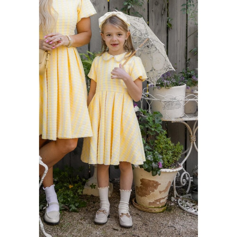 Ivy City Mini Celine Dress Yellow Puff Sleeve Fit And Flare Size 12-18 Months